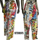 ヴェトモン(VETEMENTS)総柄グラフィティーアート/ロゴプリント入りパンツ (トップス別売り)白 大きいサイズ ビッグサイズ 赤 ホワイト レッド イエロー 黄 ブラック 黒