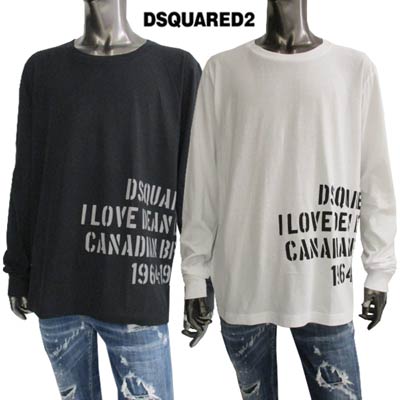 ディースクエアード DSQUARED2 メンズ トップス Tシャツ 長袖 ロンT ロゴ 2color レフトサイドDSQUARED2ロゴ/ランゲージ入りクルーネックロングTシャツ ホワイト/ブラック S71GD1124 S21600 100/900 (R39600) 221 春夏新作 【送料無料】 【smtb-TK】