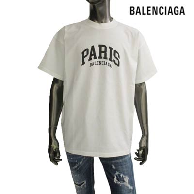 バレンシアガ BALENCIAGA メンズ トップス Tシャツ 半袖 カットソー ロゴ ユニセックス可 2color フロントPARIS BALENSIAGAアーチロゴ ホワイト/ブラック Tシャツ 612965 TLVL7 1070 9040 (R78100) 221 2022年春夏新作【送料無料】 【smtb-TK】