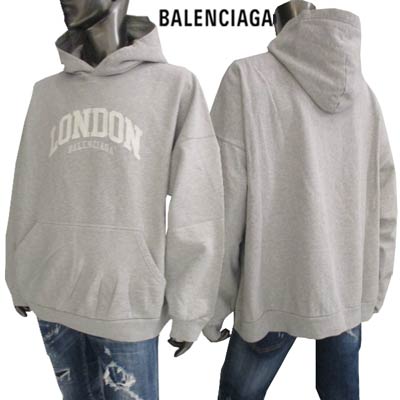 バレンシアガ BALENCIAGA メンズ トップス パーカー フーディー ロゴ ユニセックス可 フロントLONDON BALENSIAGAアーチ刺繍ロゴ グレー パーカー 675003 TLVL6 1380 (R119900) 221 春夏新作【送料無料】 【smtb-TK】