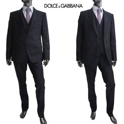 ドルチェ＆ガッバーナ DOLCE&GABBANA メンズ スーツ セットアップ アウター ジャケット ベスト ボトムス パンツ シンプルデザインシルク混ウールスリーピーススーツ ブラック GK3XMT FU3H1 B0665 (R418000) 221 2022年春夏新作 【送料無料】 【smtb-TK】