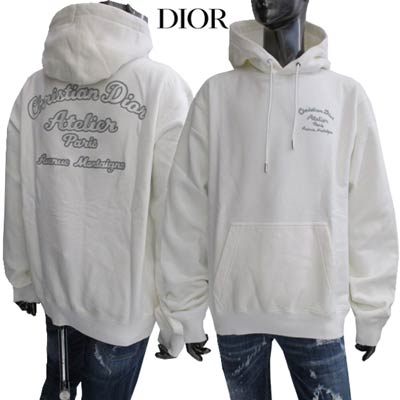 ディオールオム DIOR HOMME メンズ トップス パーカー フーディー ロゴ ユニセックス可 プルオーバーパーカー Christian Dior Atelier Paris刺繍ロゴ入りパーカー ホワイト 293J698A0531 088 (R220000) 221 2022年春夏新作【送料無料】 【smtb-TK】