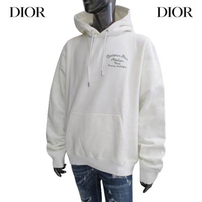 ディオールオム DIOR HOMME メンズ トップス パーカー フーディー ロゴ ユニセックス可 プルオーバーパーカー Christian Dior Atelier Paris刺繍ロゴ入りパーカー ホワイト 293J698A0531 088 (R220000) 221 2022年春夏新作【送料無料】 【smtb-TK】