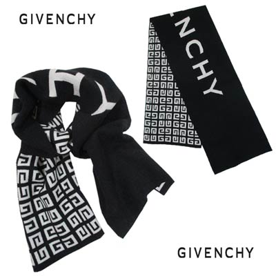 ジバンシー GIVENCHY メンズ 小物 マフラー ストール ロゴ ユニセックス可 片面ビックGIVENCHYロゴ 反対面総柄4Gモノグラムロゴ ウール/カシミヤマフラー ブラック BP0042 P0H7 004 (R75900) 222 2022年秋冬新作 【送料無料】 【smtb-TK】