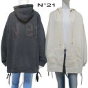 ヌメロヴェントゥーノ N°21 レディース トップス パーカー フーディ ロゴ 2color バックN°21刺繍ロゴ・サイドスリット入りフロントオープンパーカー...