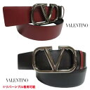 ヴァレンティノ VALENTINO メンズ 小物 グッズ ベルト ロゴ リバーシブル可 Vロゴバックル 帯部分ロゴ刻印 カーフスキンレザーベルト ワインレッド/...