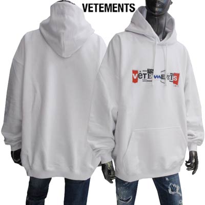 ヴェトモン VETEMENTS メンズ トップス パーカー フーディー ロゴ ※同デザインで黒もあり フロント切り抜きデザインVETEMENTSロゴ ビッグサイ...