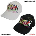 ディースクエアード DSQUARED2 メンズ 帽子 キャップ 2color ユニセックス可 ICONロゴ部分マルチカラースプラッシュペイント・バックロゴ刺繍・ダメージ加工入りベースボールキャップ 白/黒 bcm060505C00001 1062/2124 (R31900) 222 2022年秋冬新作 【送料無料】【smtb-TK】