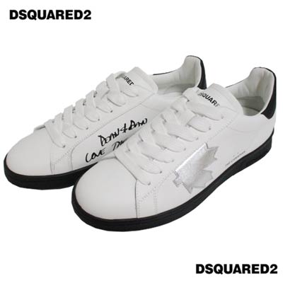 ディースクエアード DSQUARED2 メンズ 靴 スニーカー シューズ ソール/サイド部分カナダロゴ・タン/かかと部分DSQUARED2ロゴ・サイドDEAN&DANロゴ入りローカットスニーカー 白 SNM0174 01505486 M1345 (R83600) 222 2022年秋冬新作 【送料無料】 【smtb-TK】