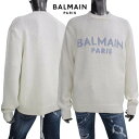 バルマン BALMAIN メンズ トップス ニット セーター ロゴ フロントライトブルーBALMAINロゴ入りウールニット ホワイト アイボリー YH1KD00...