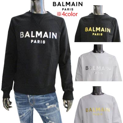 バルマン BALMAIN メンズ スウェット トレーナー 4color シルバー/ゴールドメタリックロゴ入りトレーナー ホワイトシルバー/ホワイトゴールド/ブラックシルバー/ブラックゴールド YH1JQ005 BB29 GAC/GAD/EAC/EAD (R86900/R99000) 222 2022年秋冬新作【送料無料】【smtb-TK】