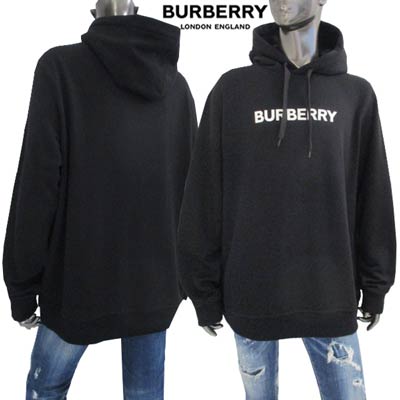 バーバリーBURBERRYメンズ トップス パーカー フーディ ロゴ フロント部分BURBERRYロゴ付パーカー ブラック 8055318 128262 A1189 (R110000/R116600/R123200) 222 2023年秋冬新作【送料無料】 【smtb-TK】