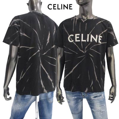 セリーヌ CELINE メンズ トップス Tシャツ 半袖 ロゴ ユニセックス可 タイダイ柄・フロントCELINEロゴプリント付Tシャツ ブラック 2X820 6430 38AW (R69300) GU221 2022年春夏新作【送料無料】 【smtb-TK】のサムネイル