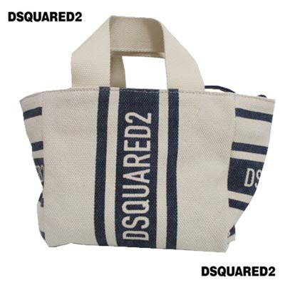 ディースクエアード DSQUARED2 レディース 鞄 トートバッグ ショッピングバッグ フロント/サイドDSQUARED2ロゴ ショルダーストラップ付き 2wayミニトートバッグ アイボリー ネイビー SPW0077 25405474 M936 (R91300) 222 2022年秋冬新作 【送料無料】 【smtb-TK】