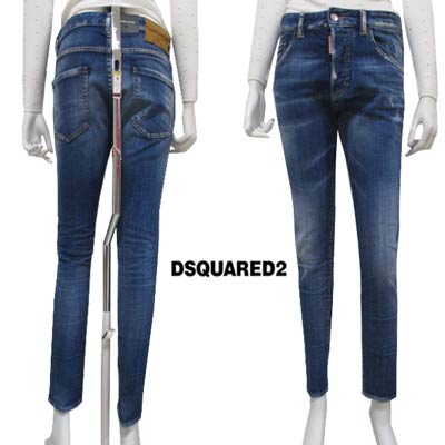 ディースクエアード DSQUARED2 レディース ボトムス デニムパンツ ジーンズ SKINNY DAN JEANS バックロゴパッチ・ジップフライ部分ロゴタグ・ダメージ加工入りデニムパンツ ネイビーブルー S75LB0638 S30342 470 (R94600) 222 2022年秋冬新作 【送料無料】 【smtb-TK】