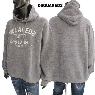 ディースクエアード DSQUARED2 メンズ トップス パーカー フーディ ロゴ フロントDSQUARED2プリント ダメージ加工 金具部分ロゴ刻印 プルオーバー グレー S74GU0620 S25463 961 (R86900) 222 2022年秋冬新作 【送料無料】 【smtb-TK】