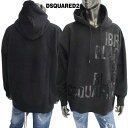 ディースクエアード DSQUARED2 メンズ トップス パーカー フーディ ロゴ フロント光沢ランゲージ/DSQUARED2ロゴ入りプルオーバーパーカー ブラ...