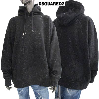 ディースクエアード DSQUARED2 メンズ トップス パーカー フーディ ロゴ 全体ラインストーン装飾 ドローストリング金具部分D2ロゴ刻印 プルオーバー ブラック S78GU0061 S25516 900 (R363000) 222 2022年秋冬新作 【送料無料】 【smtb-TK】