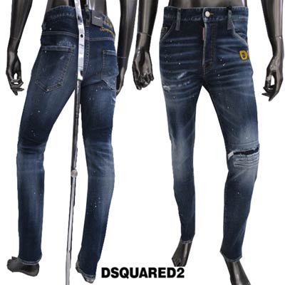 ディースクエアード DSQUARED2 メンズ ボトムス ジーンズ デニムパンツ COOL GUY JEAN フロントD2/バックイエロー刺繍ロゴ・ペンキ/ダメージ加工入りデニムパンツ S71LB1113 S30664 470 (R113300) 222 2022年秋冬新作 【送料無料】 【smtb-TK】