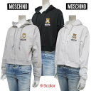 モスキーノ MOSCHINO レディース トップス パーカー フーディ ※ブラックのみセットアップ着用可(ボトムス別売り) ベアーロゴ・レフト裾タグ付きジップア...