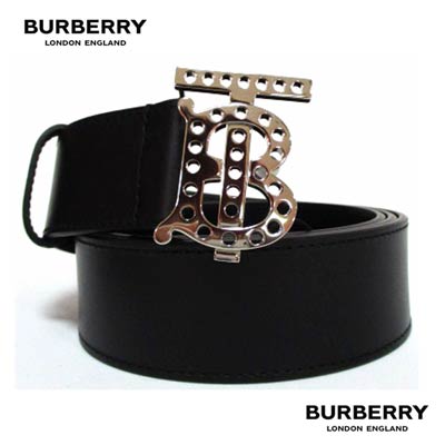 バーバリー ベルト（メンズ） バーバリー BURBERRY メンズ 小物 ベルト レザーロゴ バックルTBモノグラムロゴ 帯部分BURBERRYロゴ ブラック 8054870 128041 A1189 (R74800) 222 2022年秋冬新作 【送料無料】 【smtb-TK】