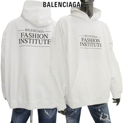 バレンシアガ BALENCIAGA メンズ トップス パーカー フーディ ユニセックス可 ロゴ フロント/バックBALENCIAGAロゴプリント プルオーバー ...