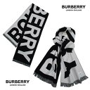 バーバリー BURBERRY レディース 小物 マフラー ストール ロゴ ユニセックス可 ビックBURBERRYロゴ・反対面色反転ロゴ・フリンジ付きウールマフラー ホワイト/ブラック 8054214 134539 A1189 (R50600/R52800) 222 2023年秋冬新作 【送料無料】 【smtb-TK】