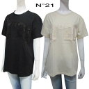 ヌメロヴェントゥーノN°21レディース Tシャツ 半袖 トップス ロゴ 2color フロントN°21刺繍ロゴクルーネックTシャツ アイボリー/ブラック 221...