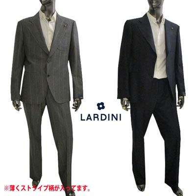 ラルディーニ LARDINI メンズ スーツ セットアップ ビジネススーツ ジャケット パンツ ロゴ 2color ストライプ柄・ブートニエール付きカシミヤ混ウ...