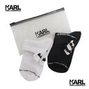 カールラガーフェルドKARL LAGERFELDメンズ レディース ソックス ユニセックス可 靴下 2足セット KARL LAGERFELD IKONIK EMBROIDERED ソックス BK/WH 220W6001 A998 (R7900) 222 2022年秋冬新作 