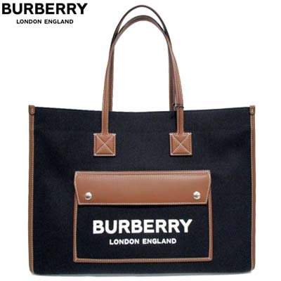 バーバリー トートバッグ（レディース） バーバリー BURBERRY レディース トートバッグ 鞄 ロゴ ユニセックス可 フロントポケット部分刺繍ロゴ・内部ジップポケット/ロゴ付きトートバッグ ブラック 8055747 114440 B1051 (R184800) 222 2022年秋冬新作 【送料無料】 【smtb-TK】