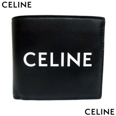 セリーヌ 財布（レディース） セリーヌ CELINE メンズ 小物 財布 ウォレット ユニセックス可 ロゴ フロント/内部ロゴ・スナップボタン付き小銭入れ・カード入れ付き二つ折りレザーウォレット ブラック 10C873DME 38SI (R63800) KA222 2022年秋冬新作 【送料無料】 【smtb-TK】