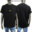 ジバンシー GIVENCHY Tシャツ メンズ トップス 半袖 ロゴ フロントスモール4Gモノグラムイエローロゴ・スリーブ部分(b)./ロゴライン入りコットンTシャツ ブラック BM716R3 Y9B 001 (R108900) 321 2023年春夏新作 【送料無料】 【smtb-TK】