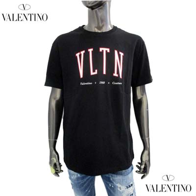 ヴァレンティノ VALENTINO メンズ トップス Tシャツ 半袖 ロゴ フロントVLTN/VALENTINOダブルロゴプリント入りコットンTシャツ ブラック 2V3MG13D 96S TTL (R77000) 321 2023年春夏新作 【送料無料】 【smtb-TK】