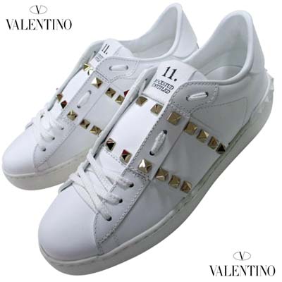 ヴァレンティノ VALENTINO レディース スニーカー 靴 ロゴ ボディー/ソール/かかと部分スタッズ・タン部分11/ROCKSTUD入りローカットスニーカー ホワイト 2W2S0A01 BHS 0BO (R108900) 321 2023年春夏新作 【送料無料】 【smtb-TK】