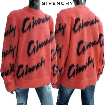 ジバンシー GIVENCHY メンズ トップス ニット セーター ロゴ 総柄ダイアゴナルブラックロゴ入りウール混モヘアセーター ピンク BM90M24 YDH 692 (R205700) 321 2023年春夏新作 【送料無料】 【smtb-TK】