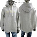 ヴァレンティノ VALENTINO レディース トップス パーカー フーディ ロゴ フロントゴールド刺繍ロゴ/ランゲージ入りプルオーバーパーカー グレー 2B3...