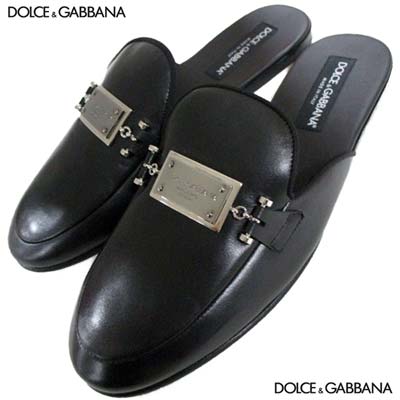 ドルチェ＆ガッバーナ DOLCE&GABBANA メンズ 小物 スリッパ ルームシューズ シルバーロゴプレート・ソール部分ロゴ入りルームシューズ ブラック A80312 AW694 8B577 (R174900) 321 2023年春夏新作 【送料無料】 【smtb-TK】