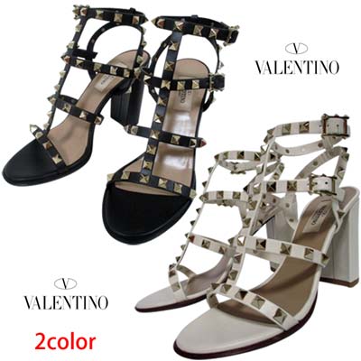 ヴァレンティノ VALENTINO サンダル シューズ 靴 レディース 2color ソール部分ロゴ・ストラップ・スタッズ付きヒールサンダル アイボリー/ブラック 2W2S0749 VBP I16/0NO (R143000) 321 2023年春夏新作 【送料無料】 【smtb-TK】