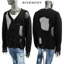 ジバンシー GIVENCHY メンズ トップス カーディガン ニット ロゴ フロントロゴ・ダメージ/ほつれ加工入りウール混カーディガン ブラック BM90LQ4 YD1 001 (R205700) 321 2023年春夏新作 【送料無料】 【smtb-TK】