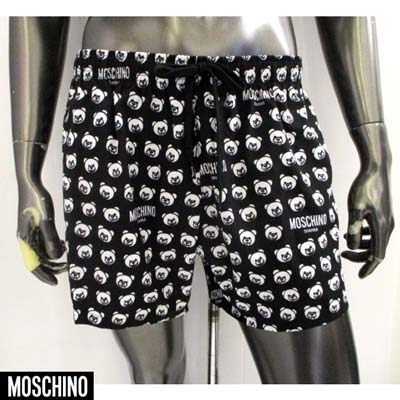 モスキーノ MOSCHINO スイムウェア ビーチウェア ハーフパンツ半ズボン 水着 メンズ ロゴ 総柄BEAR/MOSCHINO SWIMロゴ・ウエスト紐・専用水着入れ付きスイミングウェア ブラック A4235 9306 1555 (R36300) 321 2023年春夏新作 【送料無料】 【smtb-TK】