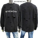 ジバンシー GIVENCHY メンズ トップス スウェット トレーナー ロゴ ※セットアップ着用可(ボトムス別売り) フロントホワイトロゴ・全体ダメージ加工入りトレーナー ブラック BMJ0KE3 Y9W 011 (R159500/R188100) 321 2023年秋冬新作 【送料無料】 【smtb-TK】