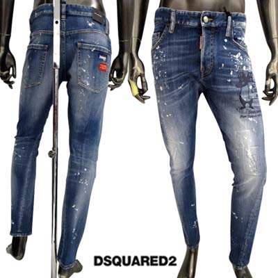 ディースクエアード DSQUARED2 メンズ ジーンズ デニムパンツ SEXY TWIST JEANS セクシーツイスト ダメージ/ペンキ加工・左前BEARSロゴ・バックマルチロゴパッチ・フロントロゴタグ入りデニムパンツ S71LB1107 S30342 470 (R105600) 2022年秋冬新作 【送料無料】 【smtb-TK】