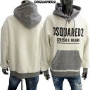 ディースクエアード DSQUARED2 メンズ トップス パーカー フーディ フロントロゴ・前Vガゼットデザイン・ドローストリング金具部分ロゴ刻印入りバイカラープルオーバーパーカー ホワイト S71GU0465 S25555 961 (R105600) 222 2022年秋冬新作 【送料無料】 【smtb-TK】