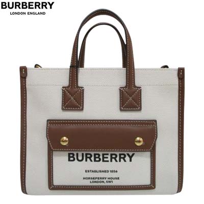 バーバリー トートバッグ（レディース） バーバリー BURBERRY レディース 鞄 トートバッグ ロゴ フロントポケット部分ロゴ・ショルダーストラップ付き2wayミニトートバッグ アイボリー ベージュ 8044143 112818 A1395 (R156200) 321 2024年春夏新作 【送料無料】 【smtb-TK】