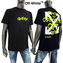 オフホワイト OFF-WHITE Tシャツ メンズ トップス 半袖 ロゴ フロント/バック部分イエローロゴ・バックアローロゴプリント入りコットンTシャツ ブラッ...