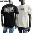 オフホワイト OFF-WHITE Tシャツ 半袖 メンズ トップス ロゴ 2color フロント/バック部分アート刺繍/プリント・フロント裾部分イエローランゲー...