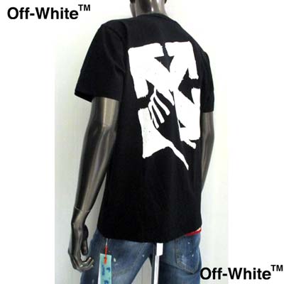オフホワイト OFF-WHITE Tシャツ 半袖 メンズ トップス 背中ロゴ ※同デザインでオーバーサイズタイプもあり。 チェスト部分ハンドロゴ・バックハンド/アローロゴ入りTシャツ 白/黒 OMAA027S 23JER007 0110/1001 (R63800) GB321 2023年春夏新作 【送料無料】 【smtb-TK】