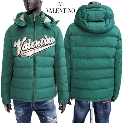 ヴァレンティノ VALENTINO メンズ アウター ダウンジャケット ロゴ フロントロゴパッチ・ジップ/スナップボタン部分ロゴ・ジップポケット付きフード取り外し可能ダウンジャケット グリーン 1V3CNA31 8QA 635 (R363000) GB321 2023年春夏新作 【送料無料】 【smtb-TK】