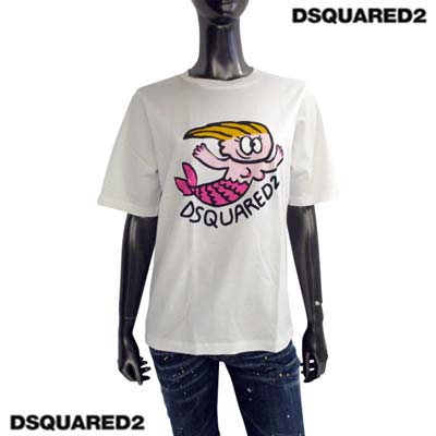 ディースクエアード DSQUARED2 レディース トップス Tシャツ 半袖 フロントマーメイド/ブランドロゴグラフィックプリント入りコットンTシャツ ホワイト S75GD0323 S24387 100 (R42900) 321 2023年春夏新作 【送料無料】 【smtb-TK】